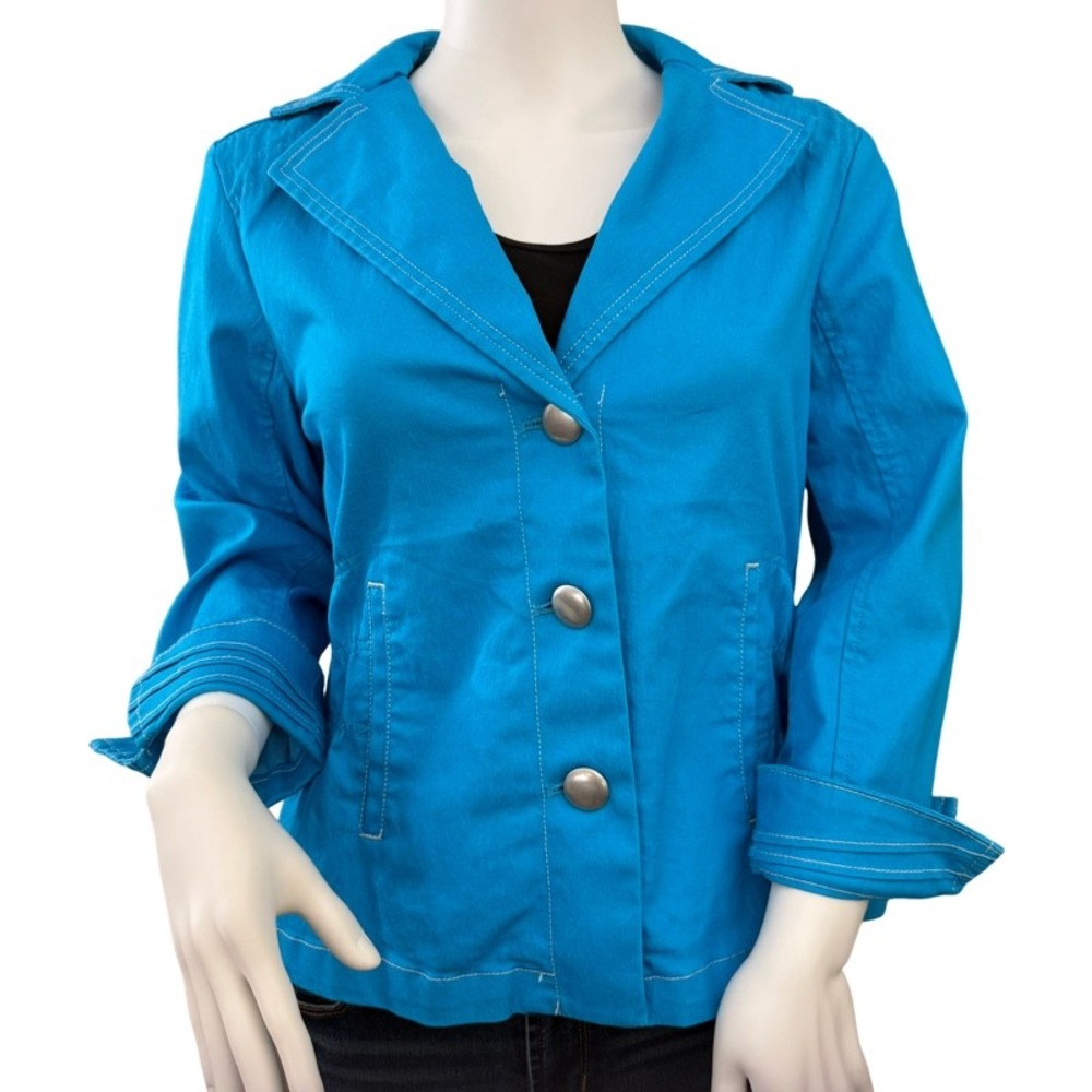 JOAN RIVERS‎ Blue Casual Twill Utility Style Jacket Women's XS Vibrant Fitted
